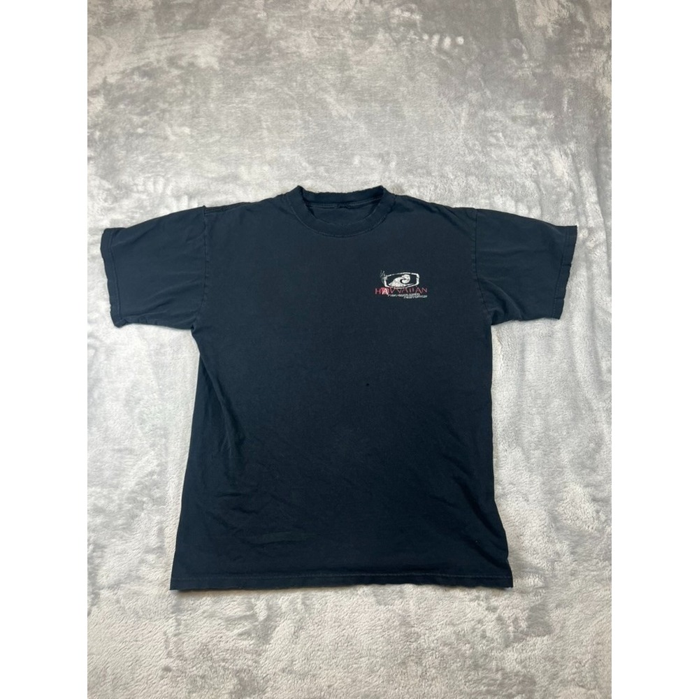 Hawaiian Performance Surfwear Shirt Mens Medium Black Graphic Beach Cotton Surf